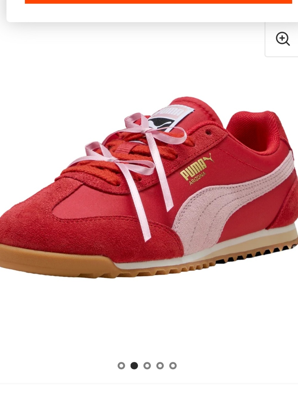 Puma Red and Pink Arizona Sneaker with Gum Sole